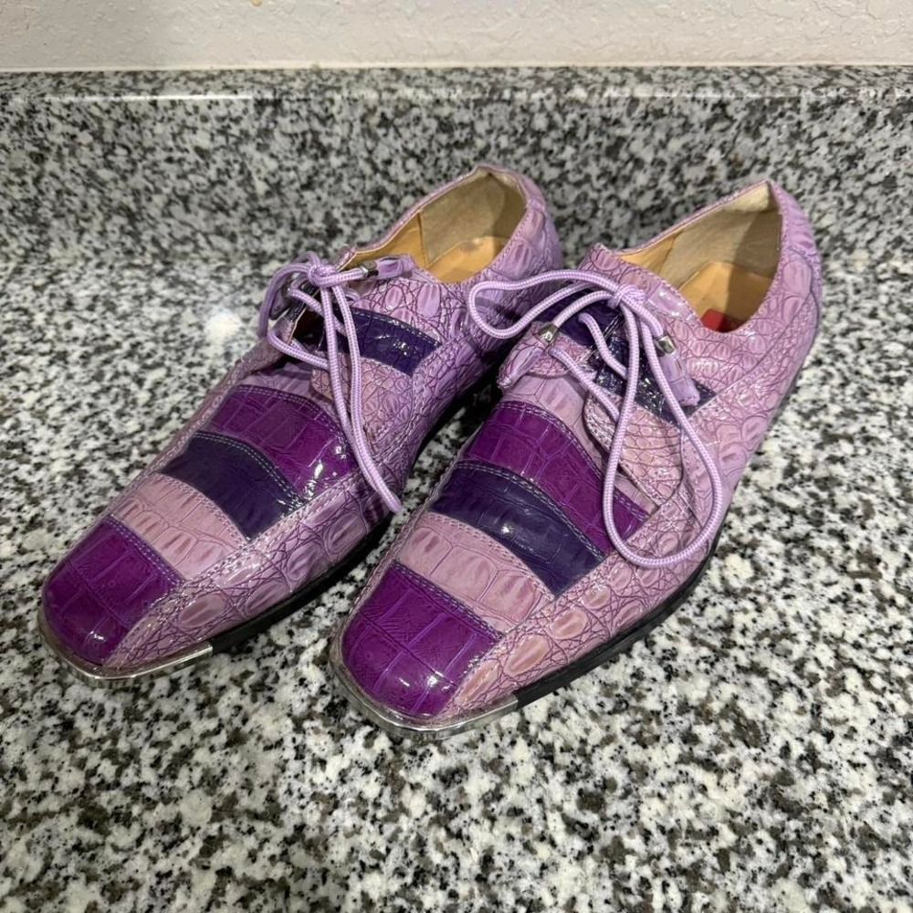 Vintage Y2K Expressions By RC Purple Faux Alligator Shoes 10.5 Square Toe